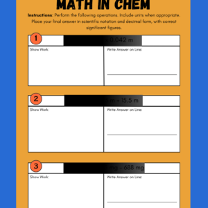 AFIC Math-in-Chem Worksheet 1 Bundle